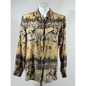 Ann May Silk Safari‎ Blouse Womens Small Vintage Quiet Luxury Artwear Top
